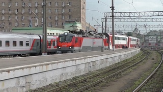 Электровоз ЭП20-014 (ТЧЭ-6) со скорым фирменным поездом Двухэтажный состав №025Г Ижевск - Москва.