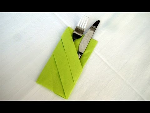 Servietten falten: Bestecktasche Falten Einfache Tischdeko z. B.