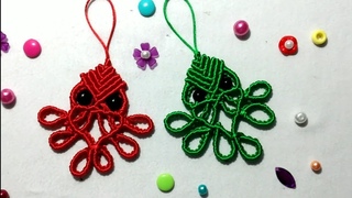 #Gantungan kunci gurita tali satin,octopus macrame keychain,llavero de cuerda de pulpo,pelangi shop