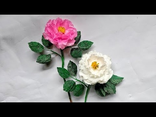 Easy !!  How to Make a Lady Boy Rose Flower Craft from a Plastic Bag