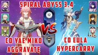 C0 Яэ Мико Aggravate & C0 Эола Hypercarry Витая Бездна 12 Этаж Genshin Impact Abyss 3.4