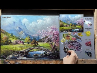 How I Paint Landscape Just By 4 Colors Oil Painting Landscape Step By Step 105 By Yasser Fayad
