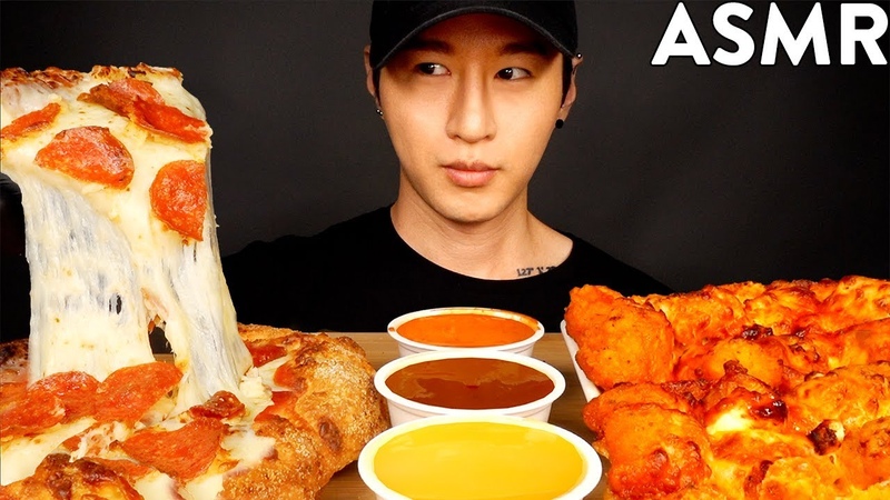 ASMR CHEESY PEPPERONI PIZZA BUFFALO CHICKEN MUKBANG ( No Talking) EATING SOUNDS, Zach Choi