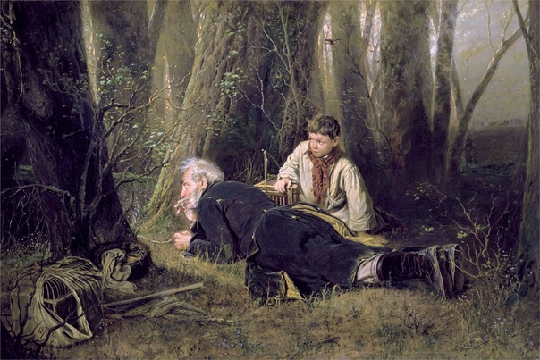 «Птицелов», Василий Григорьевич Перов 1870г. Холст, масло. Размер: 83 x 126 см. Государственная Третьяковская галерея, Москва На холсте изображена сцена из жизни ловца птиц, пожилого старика, и