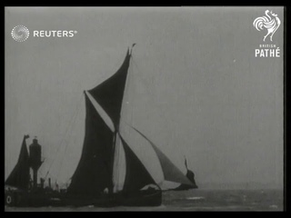 Sailing barge race on Thames, London (1928)