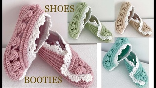 Zapatos Pantuflas tamano Adulto tejido de punto cuadrado a Crochet