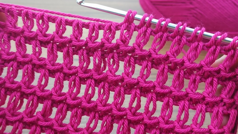 Amazing Very easy super Tunisian summer models beautiful Tunisian crochet in pink,