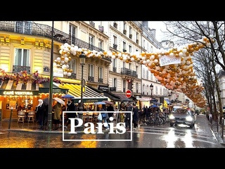 Paris France  - A walk in Paris in the Rain - Paris 4K HDR walk - Rue des Bulles
