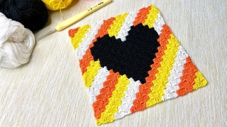 How to Crochet the C2C cup coaster with a Halloween Black Heart.