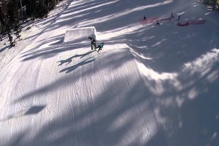 Insane Snowboard Fall. Never Stand in the Landing of a Ski Jump